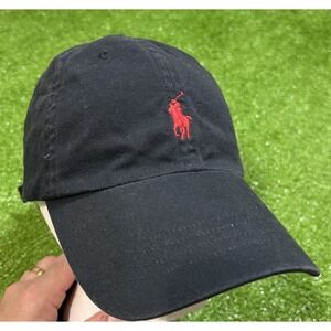 RL Ralph Lauren Polo Hat Black Adjustable Polo Logo Dad Hat EUC Preppy